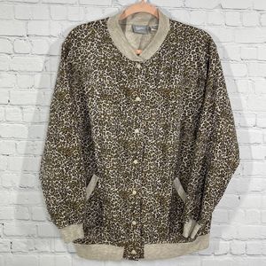 Blair Sweater Medium Animal Print Snap Button Long Sleeve Cardigan Vintage